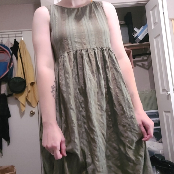 Green Stripe Long Babydoll Dress - Picture 1 of 1